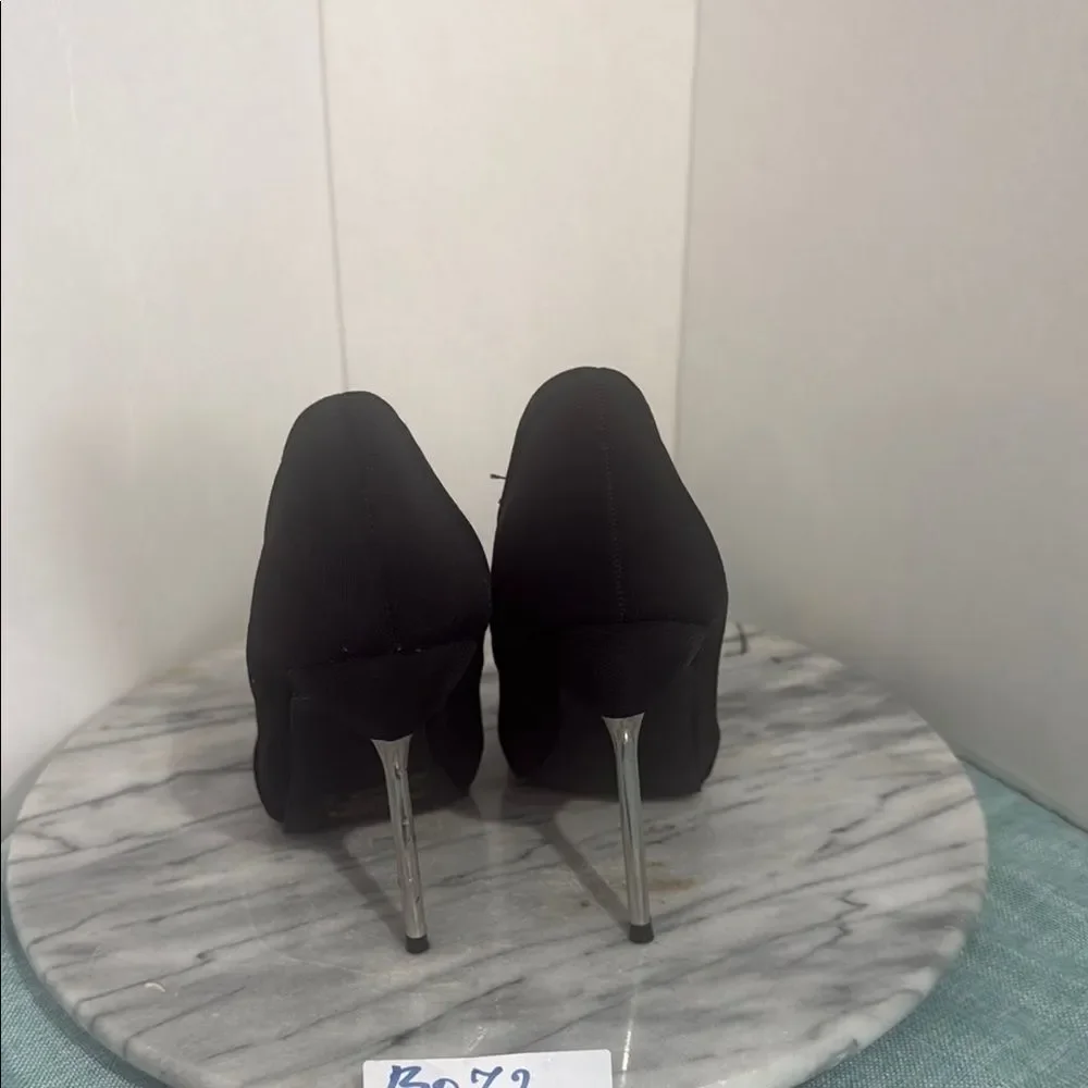 Qupid Black Peep-Toe Heels